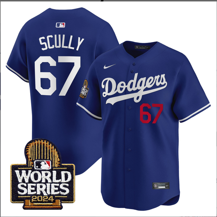 Men MLB Los Angeles Dodgers #67 Scully blue 2024 World Series Champions Patch Limited Jersey20241105 style 4->los angeles dodgers->MLB Jersey